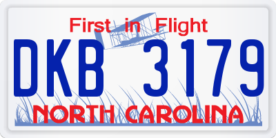 NC license plate DKB3179
