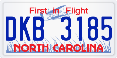 NC license plate DKB3185