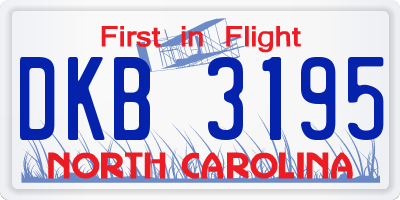 NC license plate DKB3195