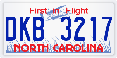 NC license plate DKB3217