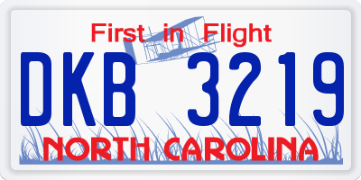 NC license plate DKB3219