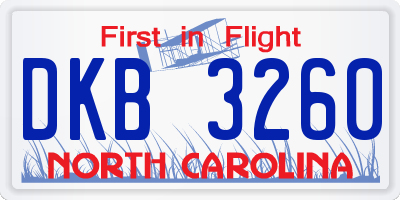 NC license plate DKB3260