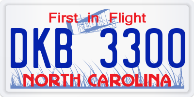 NC license plate DKB3300