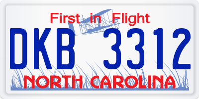 NC license plate DKB3312