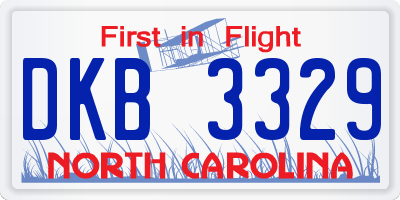 NC license plate DKB3329