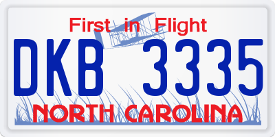 NC license plate DKB3335