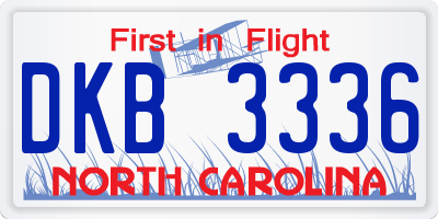 NC license plate DKB3336