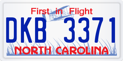 NC license plate DKB3371