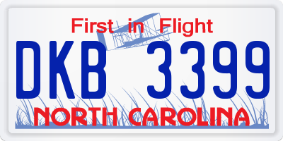 NC license plate DKB3399
