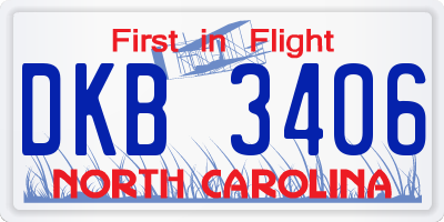 NC license plate DKB3406