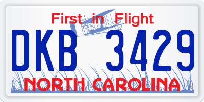NC license plate DKB3429