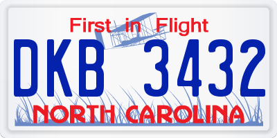 NC license plate DKB3432