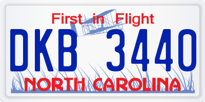 NC license plate DKB3440