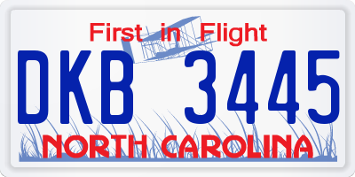 NC license plate DKB3445