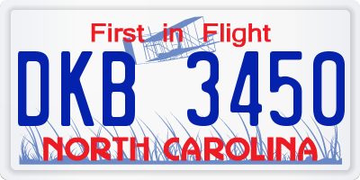 NC license plate DKB3450