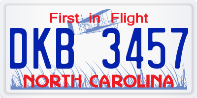 NC license plate DKB3457