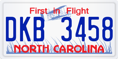 NC license plate DKB3458