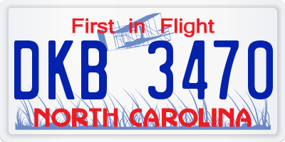 NC license plate DKB3470