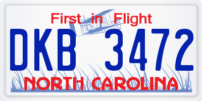 NC license plate DKB3472