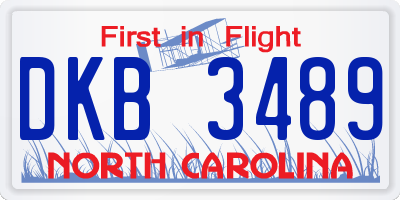 NC license plate DKB3489