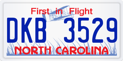 NC license plate DKB3529