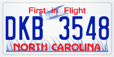 NC license plate DKB3548