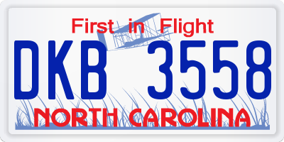 NC license plate DKB3558
