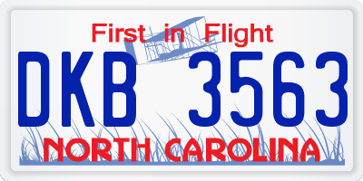 NC license plate DKB3563