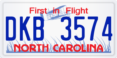 NC license plate DKB3574