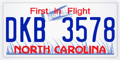 NC license plate DKB3578