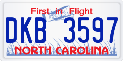 NC license plate DKB3597