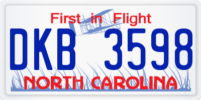 NC license plate DKB3598