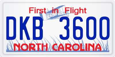 NC license plate DKB3600