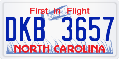 NC license plate DKB3657