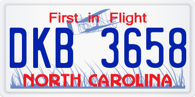 NC license plate DKB3658