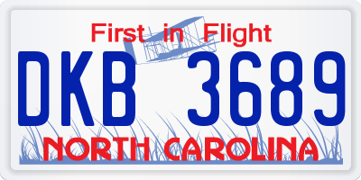 NC license plate DKB3689