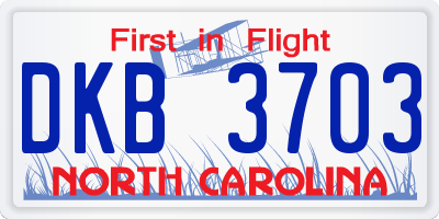 NC license plate DKB3703
