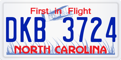 NC license plate DKB3724