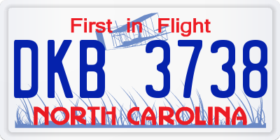 NC license plate DKB3738