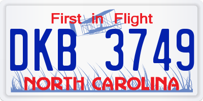 NC license plate DKB3749