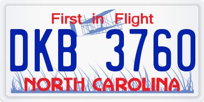NC license plate DKB3760