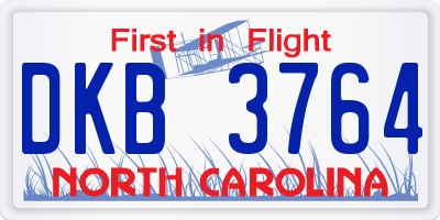 NC license plate DKB3764