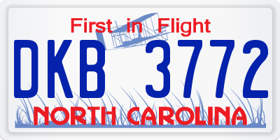 NC license plate DKB3772