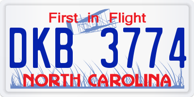 NC license plate DKB3774