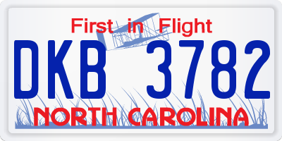 NC license plate DKB3782