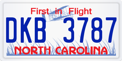 NC license plate DKB3787