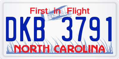 NC license plate DKB3791