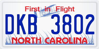 NC license plate DKB3802