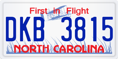 NC license plate DKB3815