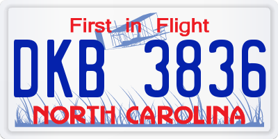 NC license plate DKB3836